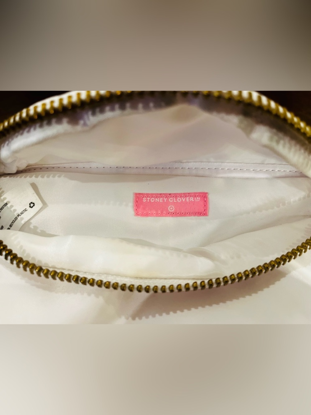 Stoney Clover Lane White Crossbody Belt Bag with Gold Zipper - Picture 4 of 5